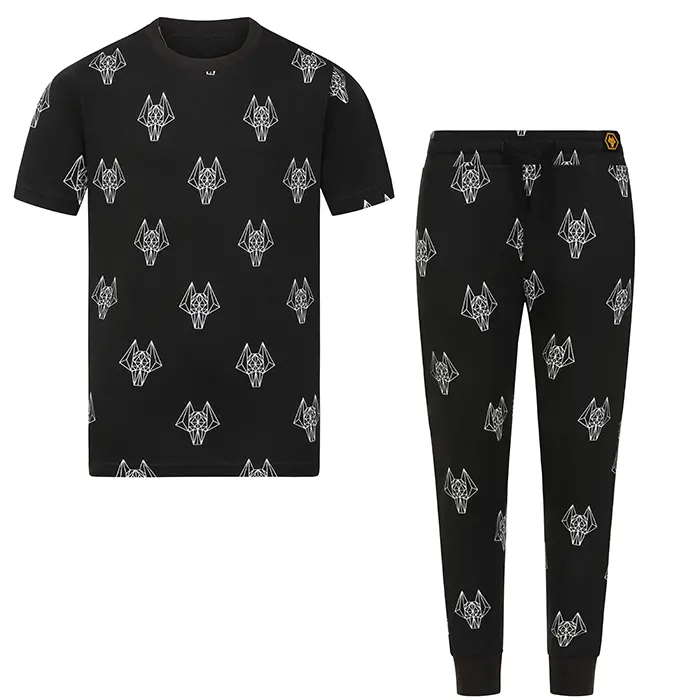 Wolverhampton Wanderers Shop | Graphic Print Pyjama Set – Kids – Black Wolverhampton Wanderers Merchandise